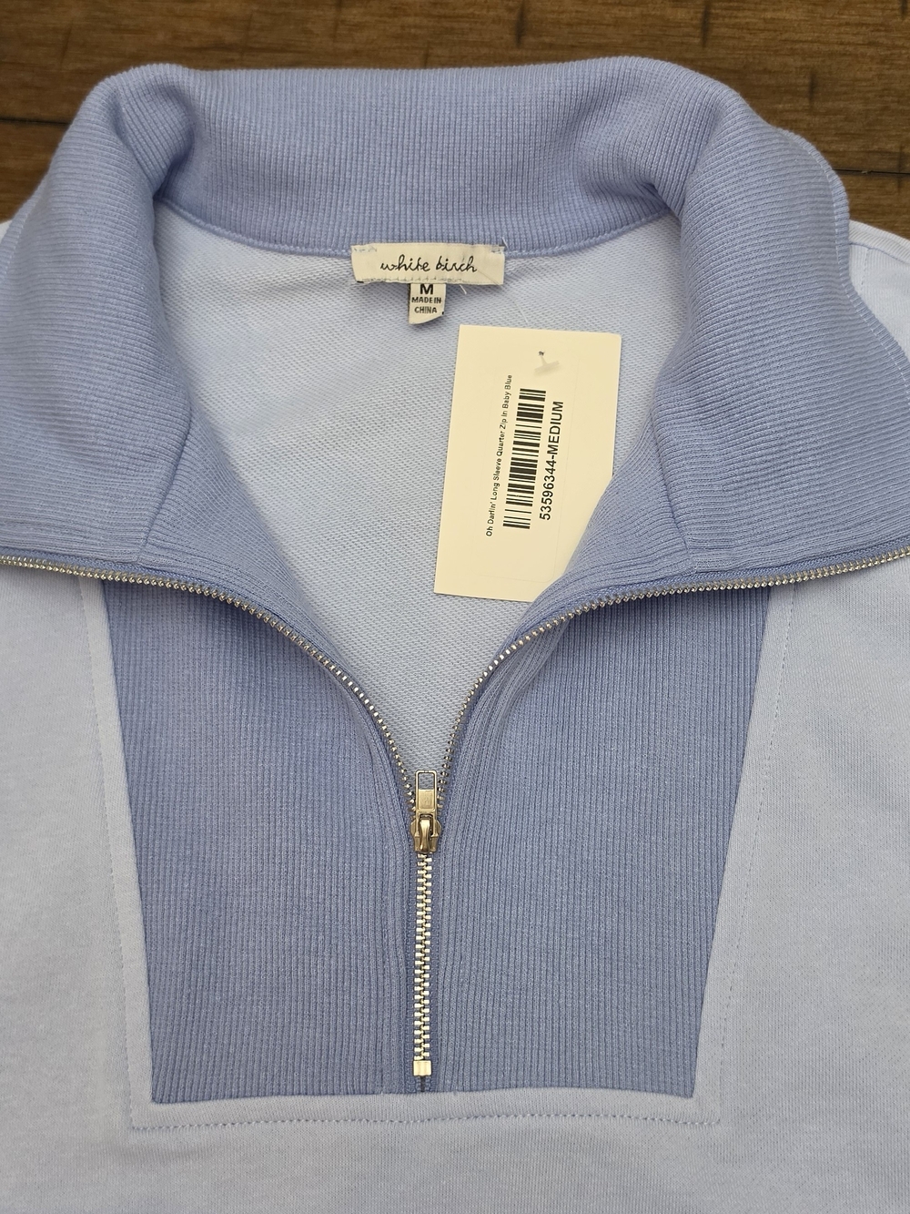 White Birch Light Blue Quarter-Zip Pullover - Picture 3 of 8